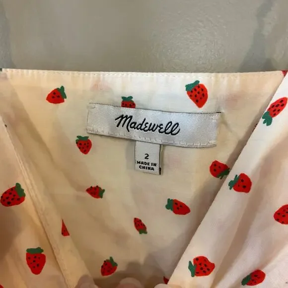 Madewell Women's Size 2 Cotton Tie-Front Keyhole Cami Top in Fresh Strawberries - Picture 9 of 12